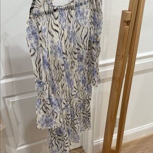 Cinq a Sept Blue Floral Zebra Maxi Skirt NWOT